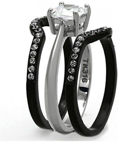 His and Hers 4 Piece Black Stainless Steel and Titanium Wedding Engagement Ring Band Set Size Women's 09 Men's 11 $20.39 Sets