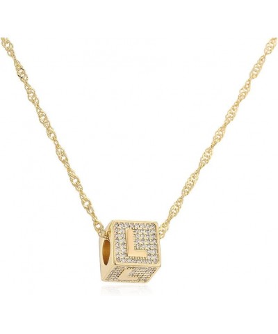 Women A-Z Initial Letter Name Engraved Necklace Cube Dice Pendant Chain Necklace L $12.59 Necklaces