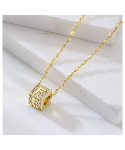 Women A-Z Initial Letter Name Engraved Necklace Cube Dice Pendant Chain Necklace L $12.59 Necklaces