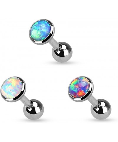 Set of 3 Opal Set Flat Top 316L Surgical Steel Cartilage/Tragus Barbell in 3mm, 4mm, or 5mm 4mm - Set of 3 $9.89 Body Jewelry