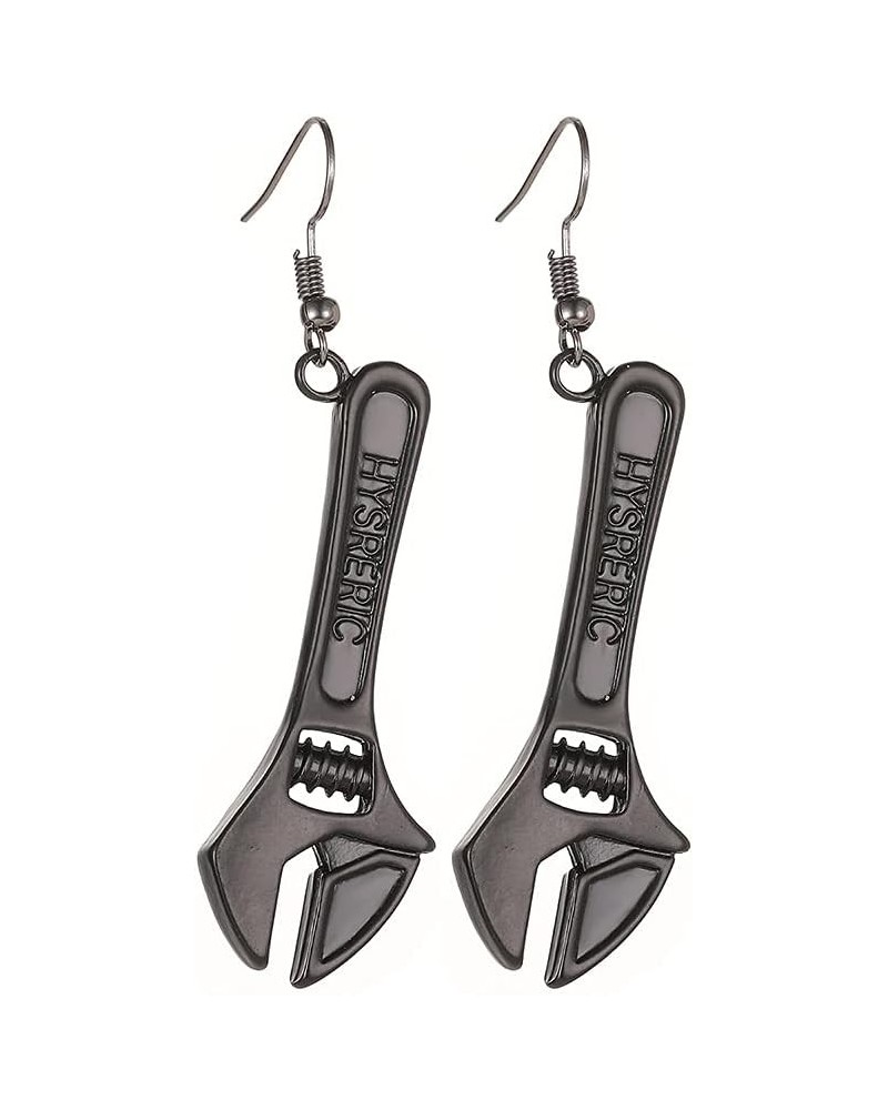 Funny Wrench Dangle Earrings Tool Imitate Cute Punk Earrings for Women and Men Black $6.23 Earrings