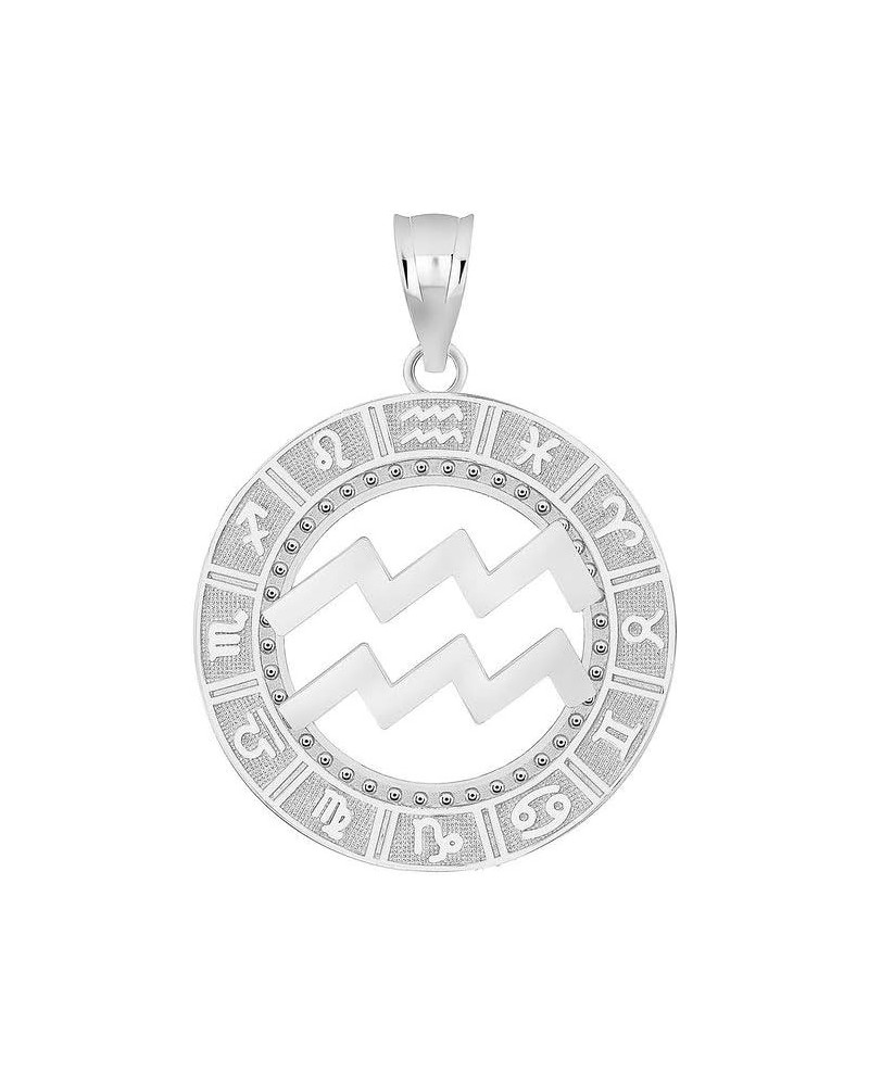 10K White Gold Zodiac Sign Constellation Horoscope Symbol Pendant Aquarius $55.89 Necklaces