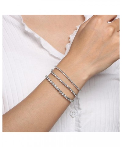 Tennis Bracelets for Women - White 14K Gold Plated Cubic Zirconia Classic Tennis Bracelet - 6.5/7/7.5 Inch 2mm/3mm/4mm Silver...