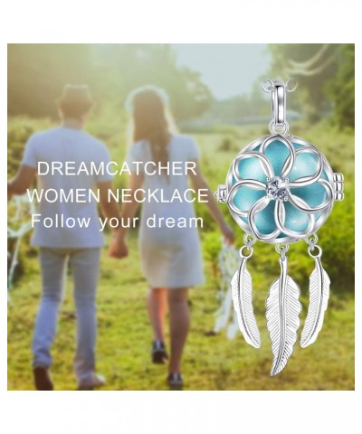 Good Luck Dream Catcher Feather Harmony Ball Locket Angel Chime Bell 20 mm Mexican Bola Balls Pendant Necklace for Women Girl...