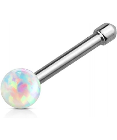 Opal Ball Nose Bone Stud in 316L Surgical Steel (White) $7.64 Body Jewelry