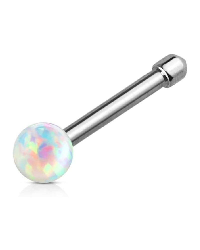 Opal Ball Nose Bone Stud in 316L Surgical Steel (White) $7.64 Body Jewelry