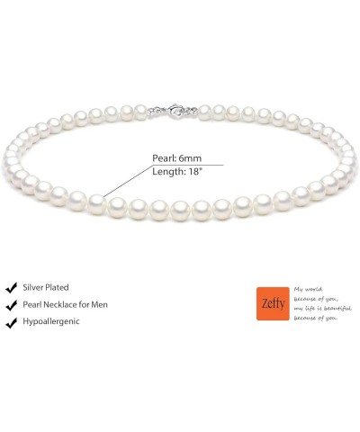 Pearl Necklace 6/8MM Dainty Round Imitation Pearl Choker Necklace Wedding Pearl Necklace Delicate Jewelry for Women Simple Br...