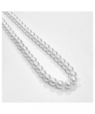 Pearl Necklace 6/8MM Dainty Round Imitation Pearl Choker Necklace Wedding Pearl Necklace Delicate Jewelry for Women Simple Br...