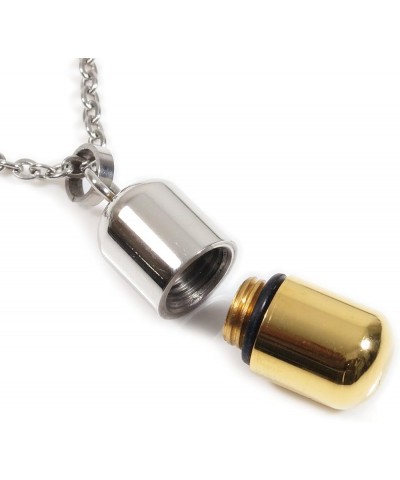 Stainless Steel Small Openable Pill Capsule Pendant Necklace Silver Gold Black Blue Gold $9.38 Necklaces