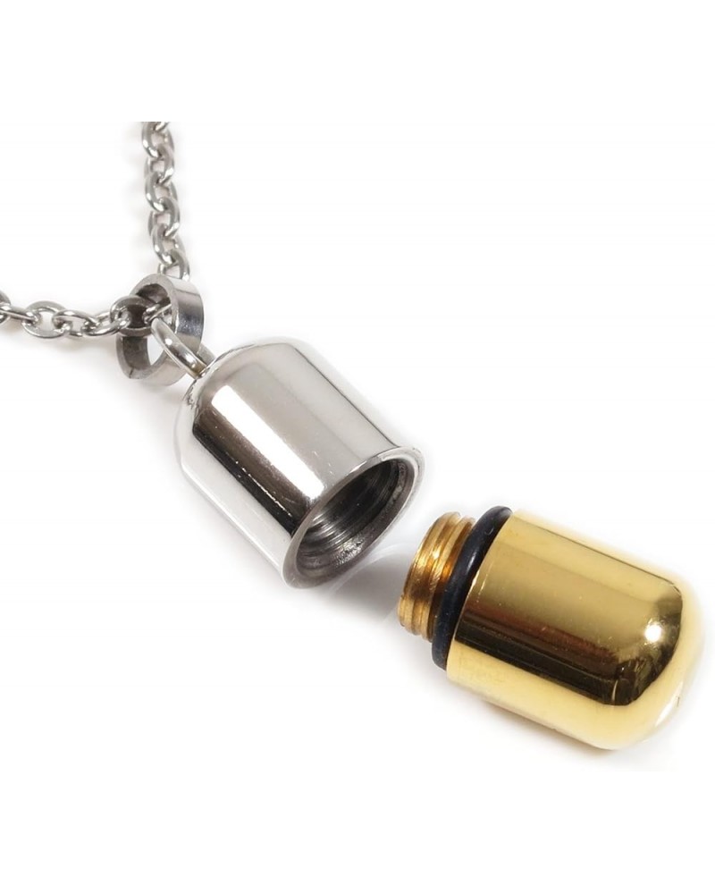 Stainless Steel Small Openable Pill Capsule Pendant Necklace Silver Gold Black Blue Gold $9.38 Necklaces