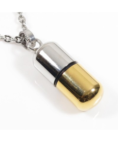 Stainless Steel Small Openable Pill Capsule Pendant Necklace Silver Gold Black Blue Gold $9.38 Necklaces