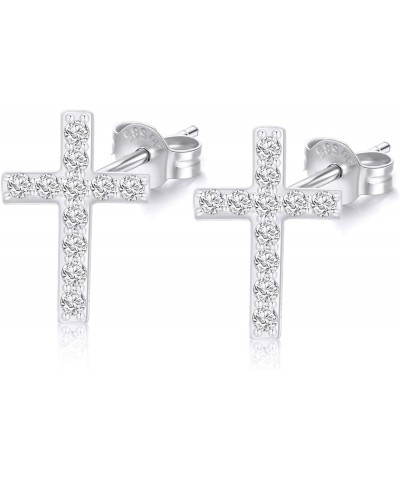 14k Gold Created Moissanite Cross Stud Earring for Women Teens, Real 14 Karat Gold Religious Earrings White Gold $47.74 Earrings