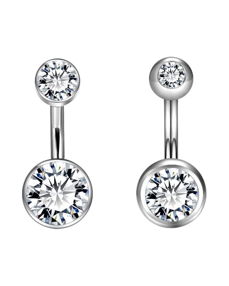 14G Belly Button Rings Hypoallergenic G23 Titanium, Cubic Zirconia Navel Barbell Stud Body Piercing 2PCS $7.64 Body Jewelry