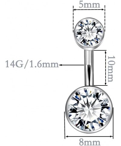 14G Belly Button Rings Hypoallergenic G23 Titanium, Cubic Zirconia Navel Barbell Stud Body Piercing 2PCS $7.64 Body Jewelry