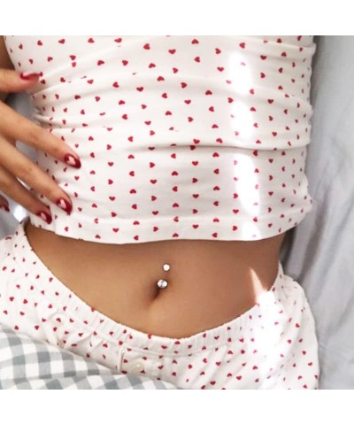 14G Belly Button Rings Hypoallergenic G23 Titanium, Cubic Zirconia Navel Barbell Stud Body Piercing 2PCS $7.64 Body Jewelry