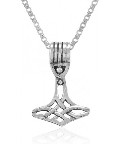 Mimi Sterling Silver Thors Hammer Mjolnir Viking Norse Celtic Pendant Necklace 18 $16.41 Necklaces