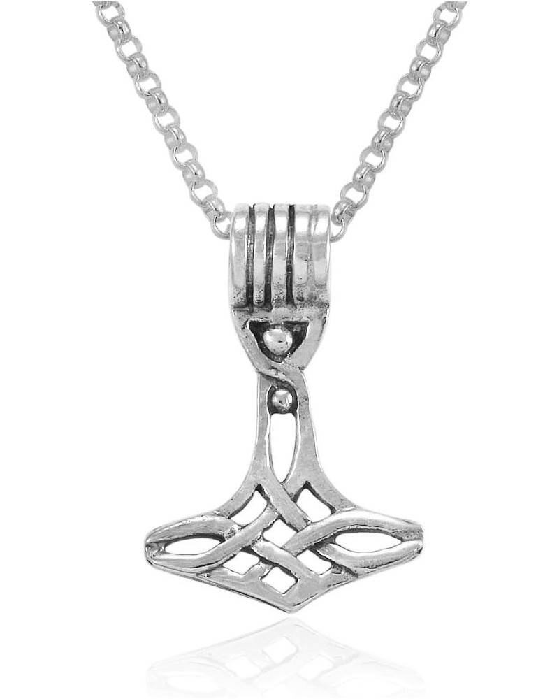 Mimi Sterling Silver Thors Hammer Mjolnir Viking Norse Celtic Pendant Necklace 18 $16.41 Necklaces