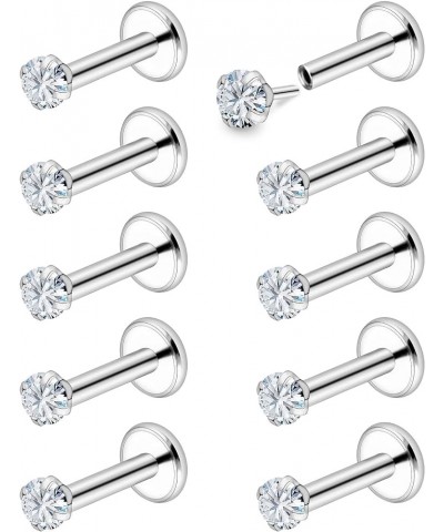 18G 20G Threadless Push in Nose Rings for Women 316L Surgical Stainless Steel L Shaped Nose Studs Screw Bone Nose Rings Pierc...