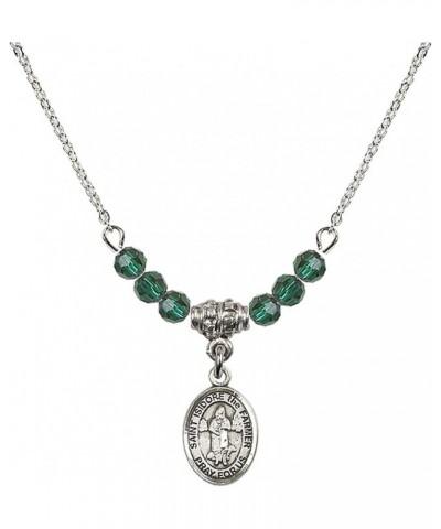 May Birth Month Bead Necklace with Catholic Patron Saint Petite Charm, 18 Inch Saint Isidore the Farmer $32.51 Necklaces