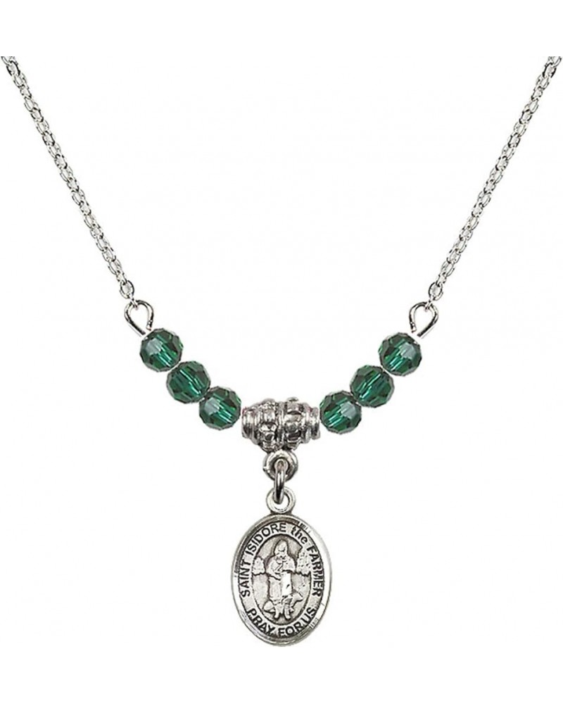 May Birth Month Bead Necklace with Catholic Patron Saint Petite Charm, 18 Inch Saint Isidore the Farmer $32.51 Necklaces