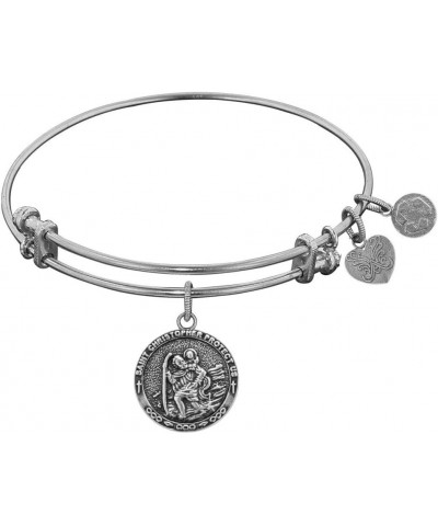 Finish Brass Saint Christopher Adjustable Bangle Bracelet, 7.25 White $12.60 Bracelets