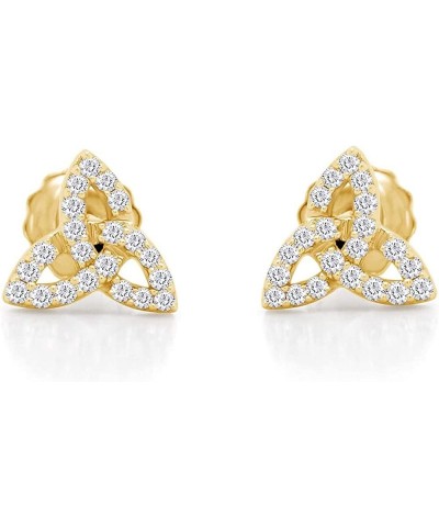 1/10 Carat (Cttw) Round Cut EGL Certified Lab Grown Diamond Triangle Celtic Knot Stud Earrings In 10k Solid Gold Jewelry For ...