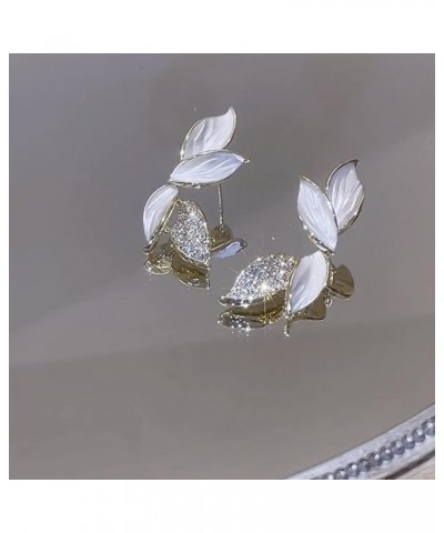 Leaf Earrings Fashion Leaf Stud Earrings for Women Enamel Earrings Grey Leaf Earrings Fashionable Minimalist Leaf Earrings Wo...