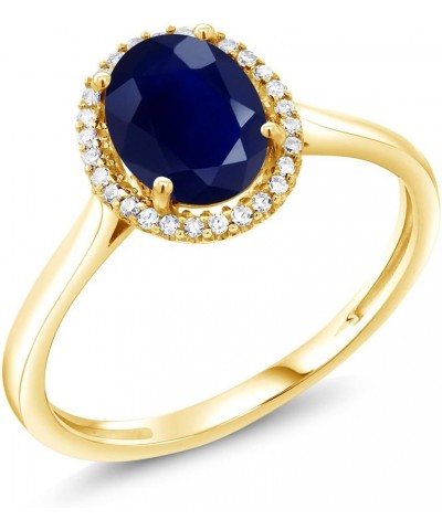 10K Yellow Gold Oval Blue Sapphire and Diamond Engagement Ring For Women (1.79 Cttw, Gemstone Birthstone, Available In Size 5...