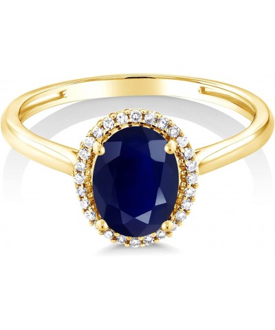 10K Yellow Gold Oval Blue Sapphire and Diamond Engagement Ring For Women (1.79 Cttw, Gemstone Birthstone, Available In Size 5...