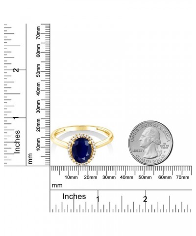 10K Yellow Gold Oval Blue Sapphire and Diamond Engagement Ring For Women (1.79 Cttw, Gemstone Birthstone, Available In Size 5...