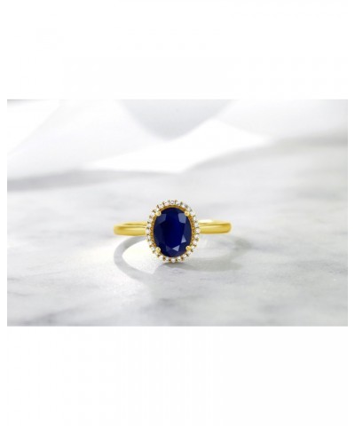 10K Yellow Gold Oval Blue Sapphire and Diamond Engagement Ring For Women (1.79 Cttw, Gemstone Birthstone, Available In Size 5...