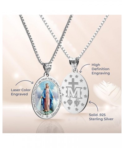 Miraculous Medal Necklace Catholic Virgin Mary Pendant Oval Pendants for Women & Men Crafted in 10K/14K Yellow or White Gold ...