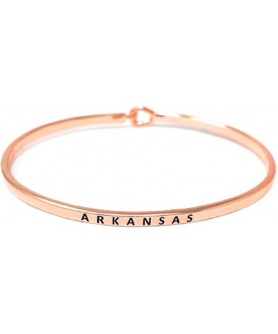 Insporational 11 State Engraved Thin Bangle Hook Bracelet Gold, Silver, Rose Gold Arkansas - Rose Gold $8.79 Bracelets