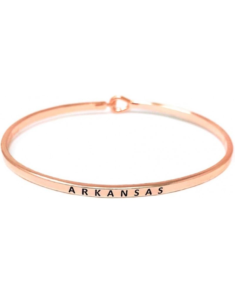 Insporational 11 State Engraved Thin Bangle Hook Bracelet Gold, Silver, Rose Gold Arkansas - Rose Gold $8.79 Bracelets