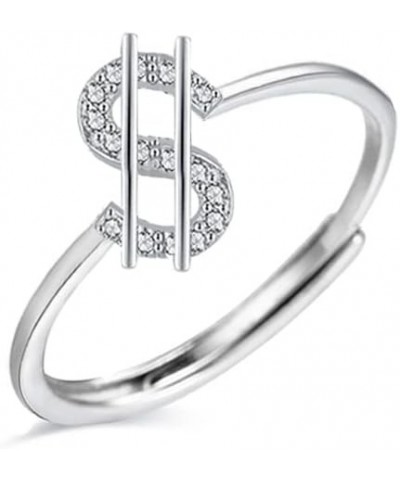 Money Sign 925 Sterling Silver Ring for Women Girls US Dollar Symbol Rich Fortune Statement Open Wrap Adjustable Finger Rings...