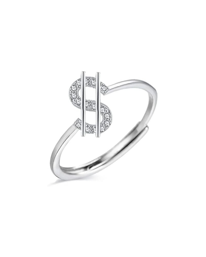 Money Sign 925 Sterling Silver Ring for Women Girls US Dollar Symbol Rich Fortune Statement Open Wrap Adjustable Finger Rings...