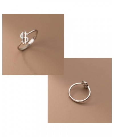 Money Sign 925 Sterling Silver Ring for Women Girls US Dollar Symbol Rich Fortune Statement Open Wrap Adjustable Finger Rings...