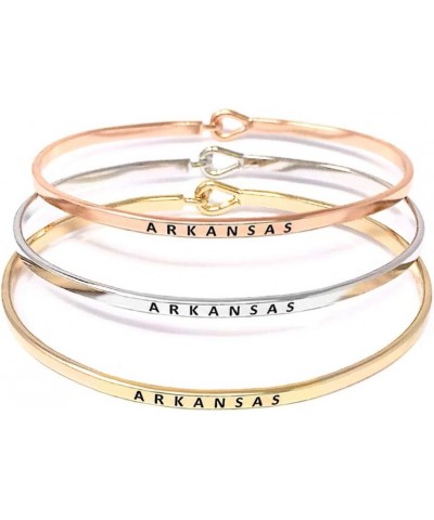 Insporational 11 State Engraved Thin Bangle Hook Bracelet Gold, Silver, Rose Gold Arkansas - Rose Gold $8.79 Bracelets