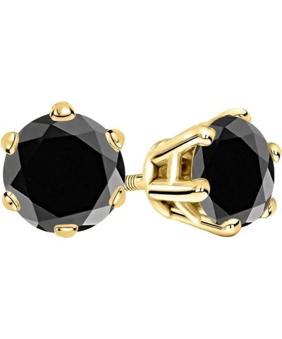 1/2-10 Carat Total Weight Black Diamond Stud Earrings 6 Prong Screw Back Yellow Gold 2.0 carats $179.31 Earrings