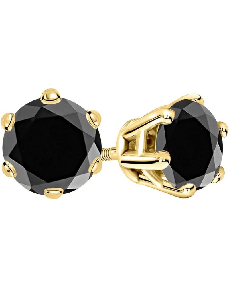 1/2-10 Carat Total Weight Black Diamond Stud Earrings 6 Prong Screw Back Yellow Gold 2.0 carats $179.31 Earrings