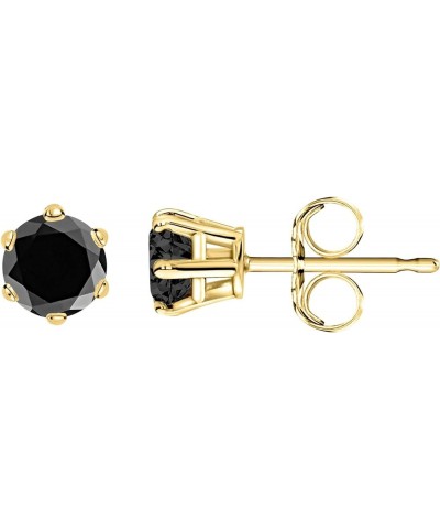 1/2-10 Carat Total Weight Black Diamond Stud Earrings 6 Prong Screw Back Yellow Gold 2.0 carats $179.31 Earrings