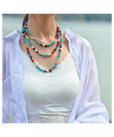 Fashion Natural Round Beads 60'' Long Strand Art Deco Necklace for Women Men Mix $11.54 Necklaces