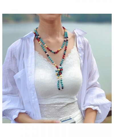 Fashion Natural Round Beads 60'' Long Strand Art Deco Necklace for Women Men Mix $11.54 Necklaces