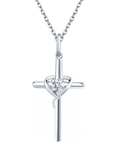 Sterling Silver Cross Necklace for Women Gold Plated Cross Pendant Necklace Cross Layered Necklace for Women Cz_heart-diamond...