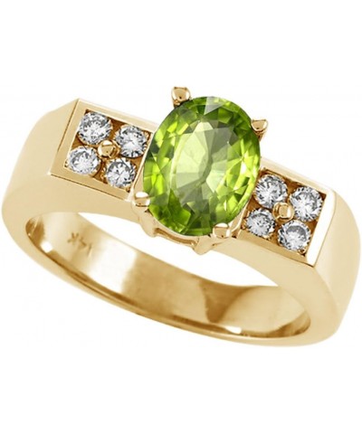 Tommaso Design Solid 14k White Gold Contemporary Modern Oval Ring Peridot $450.99 Rings