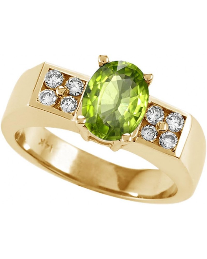 Tommaso Design Solid 14k White Gold Contemporary Modern Oval Ring Peridot $450.99 Rings