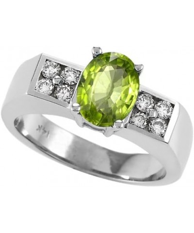 Tommaso Design Solid 14k White Gold Contemporary Modern Oval Ring Peridot $450.99 Rings