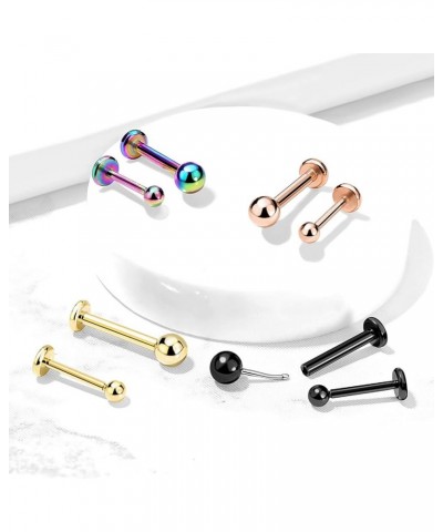 Labret Stud Tragus Earring 16G 18G 20G CZ Crystal Push In Surgical Steel Helix Monroe Jewelry 18G, 6mm (1/4"), Goldtone, Ball...