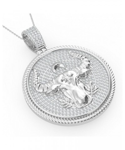 Real Genuine 3.00 Cwt Moissanite Diamond Iced Out Hip Hop Zodiac Astrology Birth Star Sign Lucky Horoscope 14K White Gold Fin...