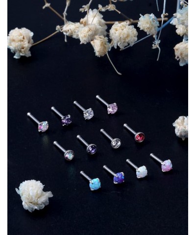 18G 20G 22G Opal Nose Rings Studs Surgical Steel Nose Nostril Piercing Jewelry for Women Men Girl Opal 1.5MM 2MM 12Pcs F:22G ...